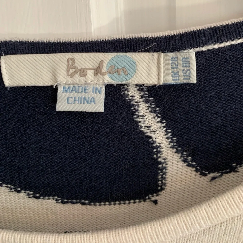 BODEN Sweater Dress Navy Retro Floral Intarsia - Picture 4 of 6